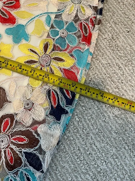 Anthropologie Eva Franco Floral Embroidered Midi Skirt Sz 10 A-Line Mesh Overlay - Picture 16 of 16